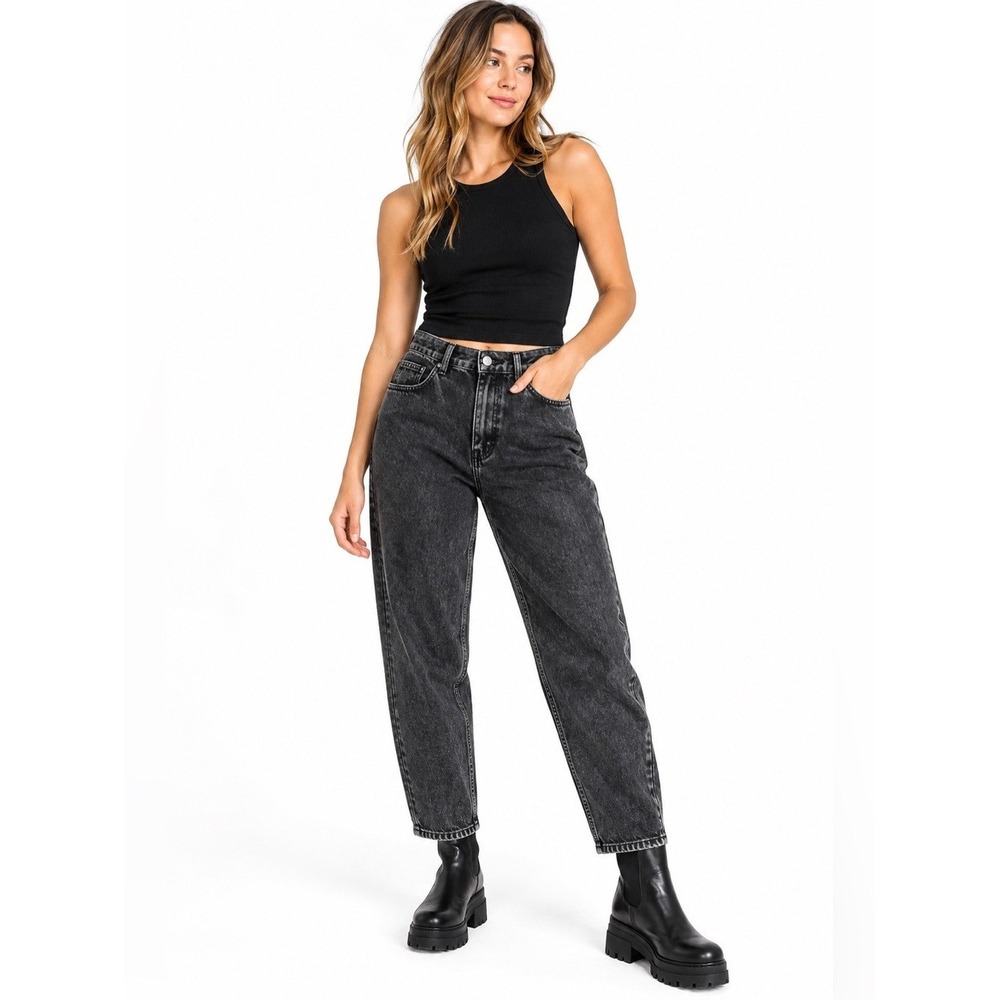 Black Acid Wash Mom Jeans Y2K 90s Grunge High Rise SHEIN Size 26